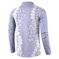 Puakenikeni and Maile Lei Button Sweatshirt Purple Double Strand Lei LT9 - Polynesian Pride