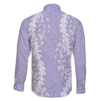 Puakenikeni and Maile Lei Family Matching Puletasi and Hawaiian Shirt Purple Double Strand Lei LT9 - Polynesian Pride