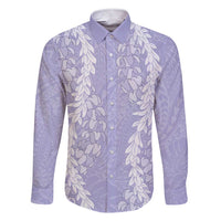 Puakenikeni and Maile Lei Family Matching Short Sleeve Bodycon Dress and Hawaiian Shirt Purple Double Strand Lei LT9 Dad's Shirt - Long Sleeve Purple - Polynesian Pride