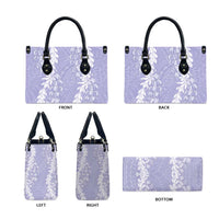 Puakenikeni and Maile Lei Leather Bag Purple Double Strand Lei - Polynesian Pride