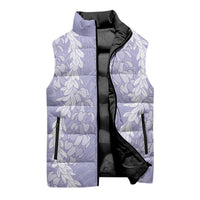 Puakenikeni and Maile Lei Sleeveless Puffer Jacket Purple Double Strand Lei - Polynesian Pride