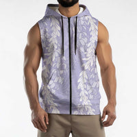 Puakenikeni and Maile Lei Sleeveless Zip Hoodie Purple Double Strand Lei LT9 - Polynesian Pride