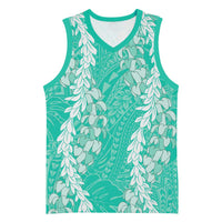 Puakenikeni and Maile Lei Basketball Jersey Sage Green Double Strand Lei - Polynesian Pride