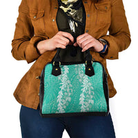 Puakenikeni and Maile Lei Shoulder Handbag Sage Green Double Strand Lei
