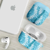 Blue Puakenikeni and Maile Lei AirPods Case Hawaiian Style Tribal Tapa Double Strand Lei LT9 - Polynesian Pride