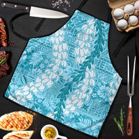 Blue Puakenikeni and Maile Lei Apron Hawaiian Style Tribal Tapa Double Strand Lei LT9 Blue - Polynesian Pride