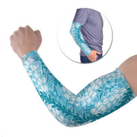 Blue Puakenikeni and Maile Lei Arm Sleeves Hawaiian Style Tribal Tapa Double Strand Lei LT9 Set of 2 Blue - Polynesian Pride