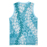 Blue Puakenikeni and Maile Lei Basketball Jersey Hawaiian Style Tribal Tapa Double Strand Lei LT9 - Polynesian Pride