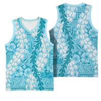 Blue Puakenikeni and Maile Lei Basketball Jersey Hawaiian Style Tribal Tapa Double Strand Lei LT9 - Polynesian Pride