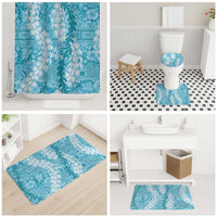 Blue Puakenikeni and Maile Lei Bathroom Set Hawaiian Style Tribal Tapa Double Strand Lei LT9 - Polynesian Pride