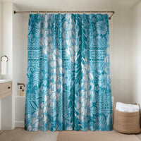 Blue Puakenikeni and Maile Lei Bathroom Set Hawaiian Style Tribal Tapa Double Strand Lei LT9 Shower Curtain Only Blue - Polynesian Pride