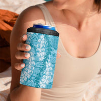 Blue Puakenikeni and Maile Lei 4 in 1 Can Cooler Tumbler Hawaiian Style Tribal Tapa Double Strand Lei LT9 - Polynesian Pride