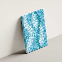 Blue Puakenikeni and Maile Lei Canvas Wall Art Hawaiian Style Tribal Tapa Double Strand Lei LT9 - Polynesian Pride
