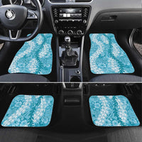 Blue Puakenikeni and Maile Lei Car Mats Hawaiian Style Tribal Tapa Double Strand Lei LT9 Set 4pcs Blue - Polynesian Pride
