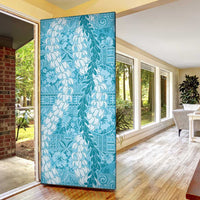 Blue Puakenikeni and Maile Lei Door Cover Hawaiian Style Tribal Tapa Double Strand Lei LT9 - Polynesian Pride