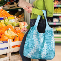 Blue Puakenikeni and Maile Lei Grocery Bag Hawaiian Style Tribal Tapa Double Strand Lei LT9 - Polynesian Pride