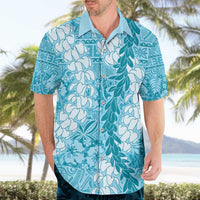 Blue Puakenikeni and Maile Lei Hawaiian Shirt Hawaiian Style Tribal Tapa Double Strand Lei LT9 - Polynesian Pride