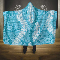 Blue Puakenikeni and Maile Lei Hooded Blanket Hawaiian Style Tribal Tapa Double Strand Lei LT9 - Polynesian Pride