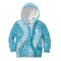 Blue Puakenikeni and Maile Lei Kid Hoodie Hawaiian Style Tribal Tapa Double Strand Lei LT9 Hoodie Blue - Polynesian Pride