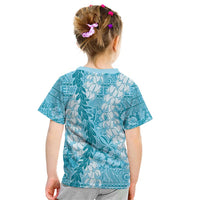 Blue Puakenikeni and Maile Lei Kid T Shirt Hawaiian Style Tribal Tapa Double Strand Lei LT9 - Polynesian Pride