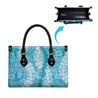 Blue Puakenikeni and Maile Lei Leather Bag Hawaiian Style Tribal Tapa Double Strand Lei LT9 - Polynesian Pride