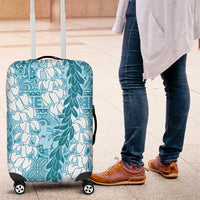 Blue Puakenikeni and Maile Lei Luggage Cover Hawaiian Style Tribal Tapa Double Strand Lei LT9 Blue - Polynesian Pride