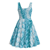 Blue Puakenikeni and Maile Lei Midi Dress Hawaiian Style Tribal Tapa Double Strand Lei LT9 - Polynesian Pride