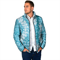 Blue Puakenikeni and Maile Lei Padded Jacket Hawaiian Style Tribal Tapa Double Strand Lei LT9 - Polynesian Pride