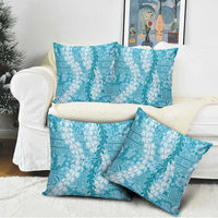 Blue Puakenikeni and Maile Lei Pillow Cover Hawaiian Style Tribal Tapa Double Strand Lei LT9 - Polynesian Pride