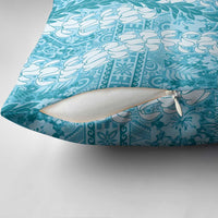 Blue Puakenikeni and Maile Lei Pillow Cover Hawaiian Style Tribal Tapa Double Strand Lei LT9 - Polynesian Pride