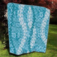 Blue Puakenikeni and Maile Lei Quilt Hawaiian Style Tribal Tapa Double Strand Lei LT9 - Polynesian Pride