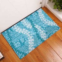 Blue Puakenikeni and Maile Lei Rubber Doormat Hawaiian Style Tribal Tapa Double Strand Lei LT9 - Polynesian Pride