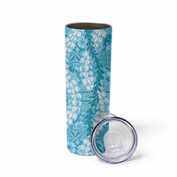 Blue Puakenikeni and Maile Lei Skinny Tumbler Hawaiian Style Tribal Tapa Double Strand Lei LT9 - Polynesian Pride
