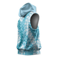 Blue Puakenikeni and Maile Lei Sleeveless Hoodie Hawaiian Style Tribal Tapa Double Strand Lei LT9 - Polynesian Pride