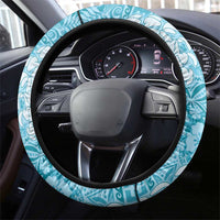 Blue Puakenikeni and Maile Lei Steering Wheel Cover Hawaiian Style Tribal Tapa Double Strand Lei LT9 - Polynesian Pride