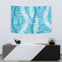 Blue Puakenikeni and Maile Lei Tapestry Hawaiian Style Tribal Tapa Double Strand Lei LT9 - Polynesian Pride