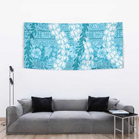 Blue Puakenikeni and Maile Lei Tapestry Hawaiian Style Tribal Tapa Double Strand Lei LT9 - Polynesian Pride