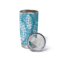 Blue Puakenikeni and Maile Lei Tumbler Cup Hawaiian Style Tribal Tapa Double Strand Lei LT9 - Polynesian Pride