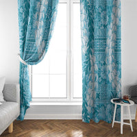 Blue Puakenikeni and Maile Lei Window Curtain Hawaiian Style Tribal Tapa Double Strand Lei LT9 - Polynesian Pride