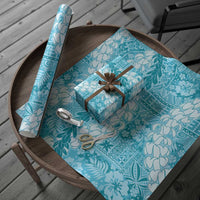 Blue Puakenikeni and Maile Lei Wrapping Paper Hawaiian Style Tribal Tapa Double Strand Lei LT9 - Polynesian Pride