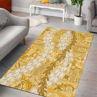 Gold Puakenikeni and Maile Lei Area Rug Hawaiian Style Tribal Tapa Double Strand Lei LT9 - Polynesian Pride
