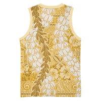 Gold Puakenikeni and Maile Lei Basketball Jersey Hawaiian Style Tribal Tapa Double Strand Lei LT9 - Polynesian Pride