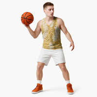 Gold Puakenikeni and Maile Lei Basketball Jersey Hawaiian Style Tribal Tapa Double Strand Lei LT9 - Polynesian Pride
