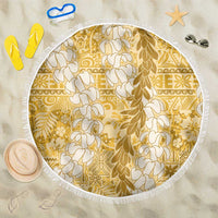 Gold Puakenikeni and Maile Lei Beach Blanket Hawaiian Style Tribal Tapa Double Strand Lei LT9 One Size 150cm Gold - Polynesian Pride