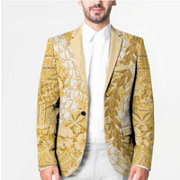 Gold Puakenikeni and Maile Lei Blazer Hawaiian Style Tribal Tapa Double Strand Lei LT9 - Polynesian Pride