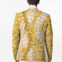 Gold Puakenikeni and Maile Lei Blazer Hawaiian Style Tribal Tapa Double Strand Lei LT9 - Polynesian Pride