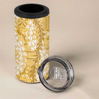 Gold Puakenikeni and Maile Lei 4 in 1 Can Cooler Tumbler Hawaiian Style Tribal Tapa Double Strand Lei LT9 - Polynesian Pride