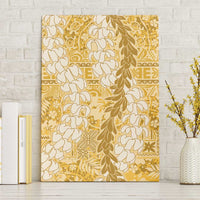 Gold Puakenikeni and Maile Lei Canvas Wall Art Hawaiian Style Tribal Tapa Double Strand Lei LT9 Without Frame Gold - Polynesian Pride