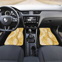Gold Puakenikeni and Maile Lei Car Mats Hawaiian Style Tribal Tapa Double Strand Lei LT9 Set 2pcs - Front Gold - Polynesian Pride