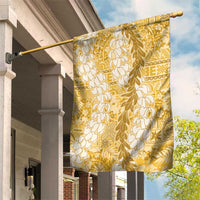 Gold Puakenikeni and Maile Lei Garden Flag Hawaiian Style Tribal Tapa Double Strand Lei LT9 House Flag Gold - Polynesian Pride